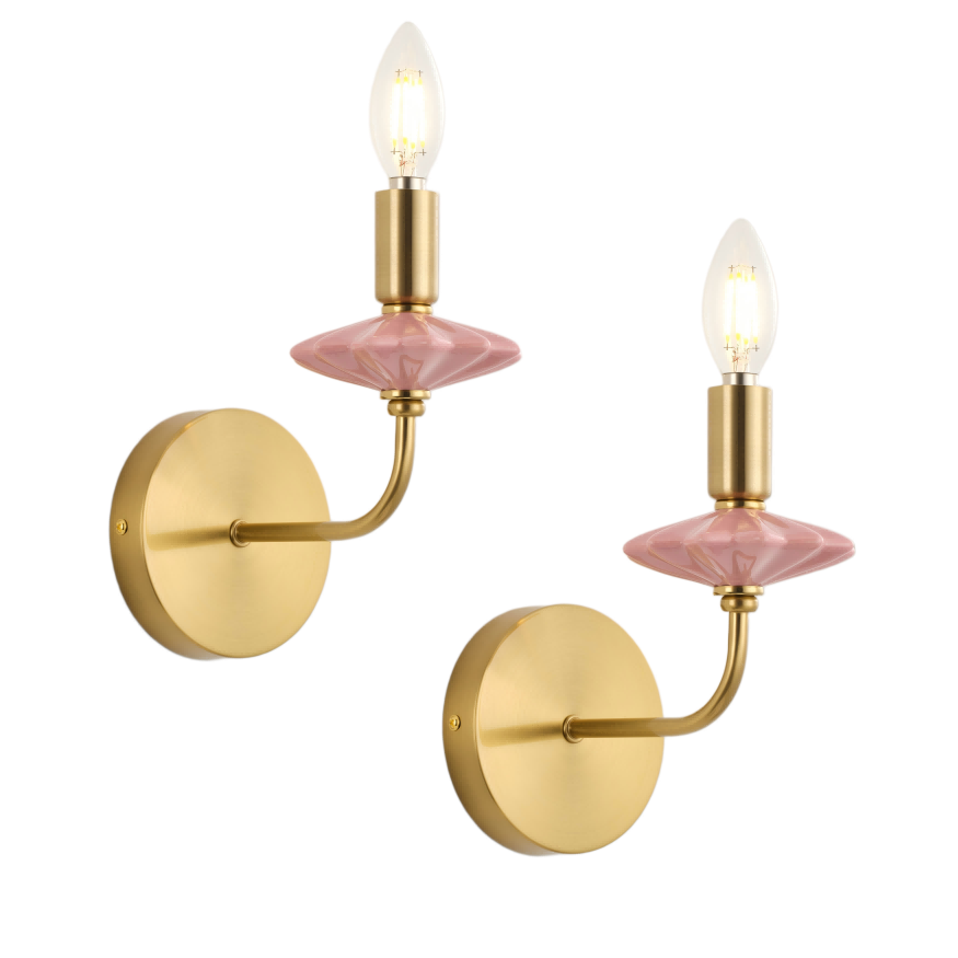 இளஞ்சிவப்பு செராமிக் மெழுகுவர்த்தி சுவர் விளக்கு